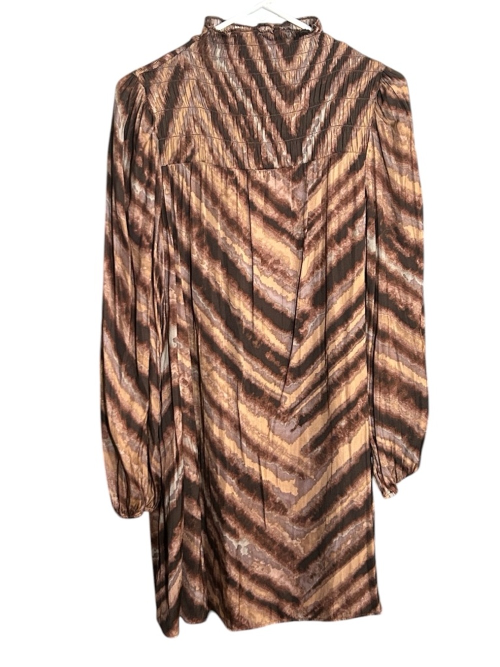Grade & Gather Women's Long-Sleeve Chevron Print Dress in Brown